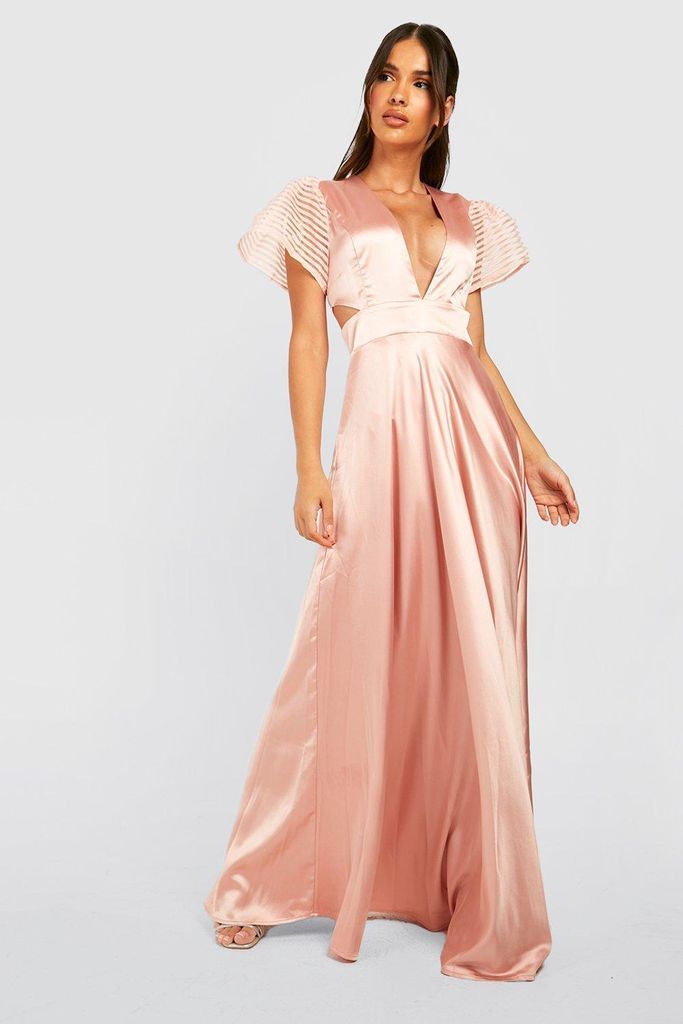 Womens Satin Organza Occasion Maxi Dress - Pink - 8, Pink