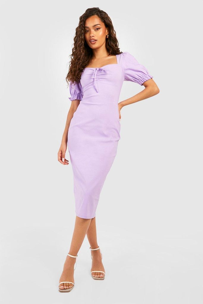 Womens Bengaline Tie Front Midi Dress - Purple - 14, Purple