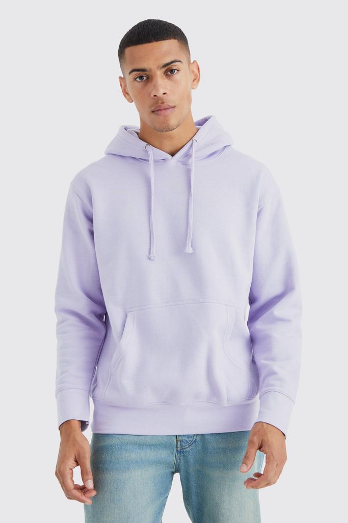 Men's Oversized Basic Hoodie - Purple - L, Purple