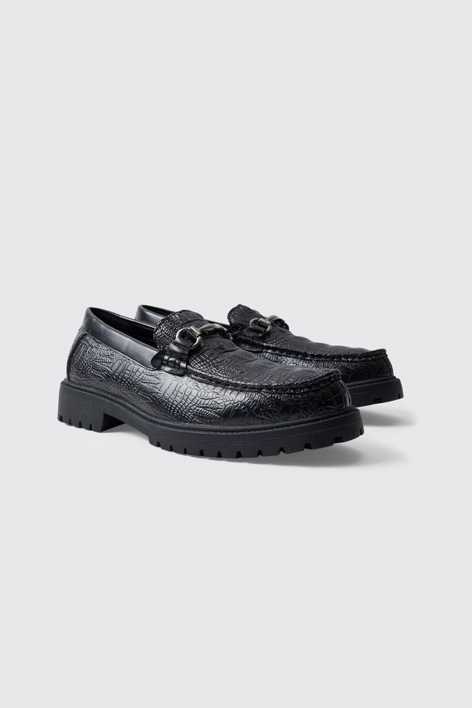 Men's Croc Loafer With Tread Sole - Black - 9, Black