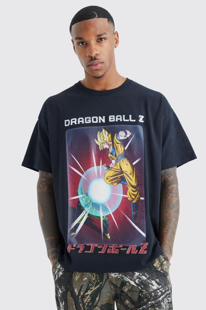 Men's Oversized Dragon Ball Z Anime License T-Shirt - Black - L, Black
