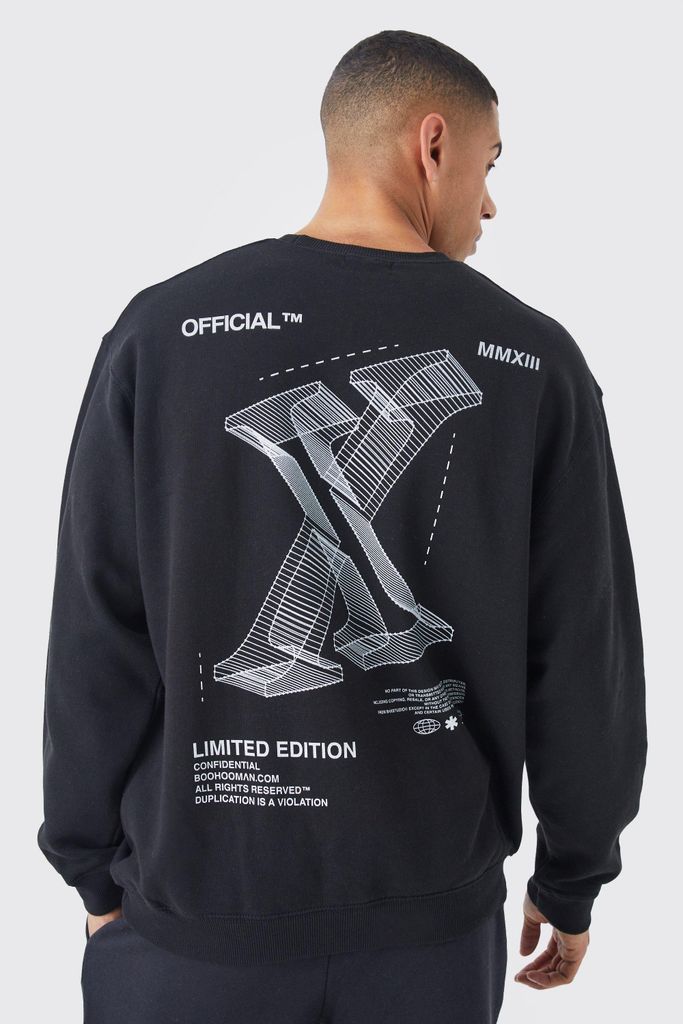 Men's Boxy Stencil Graphic Sweatshirt - Black - L, Black