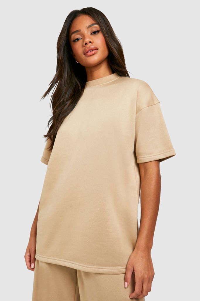 Womens Super Soft French Terry Oversized T-Shirt - Beige - M, Beige