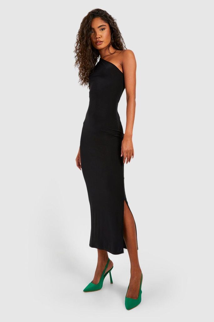 Womens Tall Slinky Cap Sleeve Asymmetric Midaxi Dress - Black - 8, Black