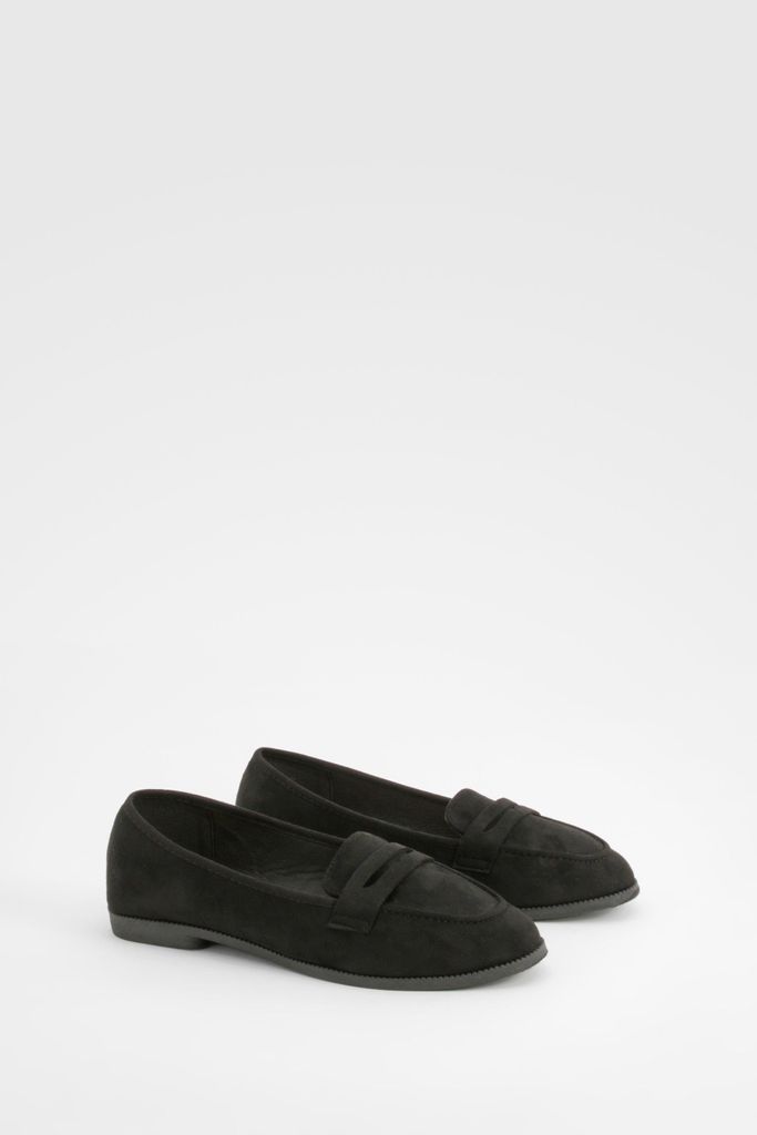 Womens Wide Fit Loafers - Black - 4, Black
