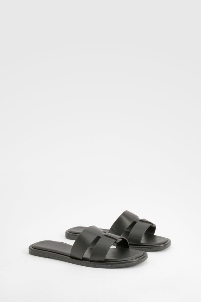 Womens Woven Mule Sandals - Black - 4, Black