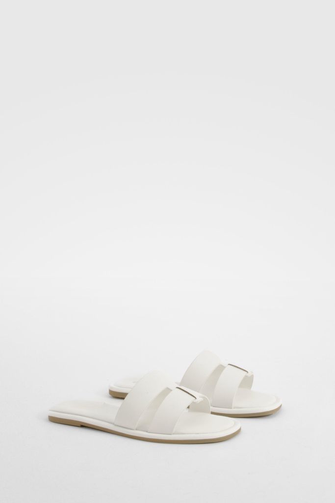 Womens Woven Mule Sandals - White - 4, White