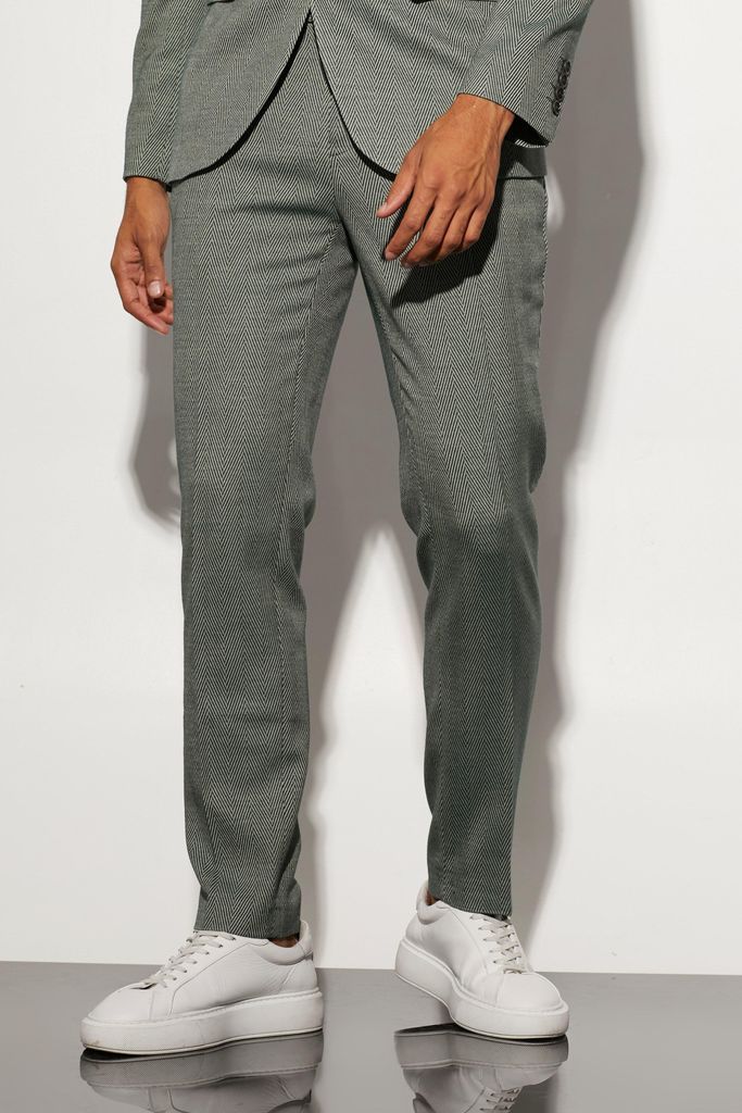 Men's Skinny Herringbone Suit Trouser - Green - 30S, Green