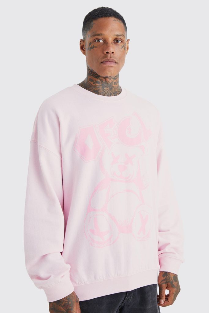 Men's Oversized Ofcl Bear Sweatshirt - Pink - Xs, Pink