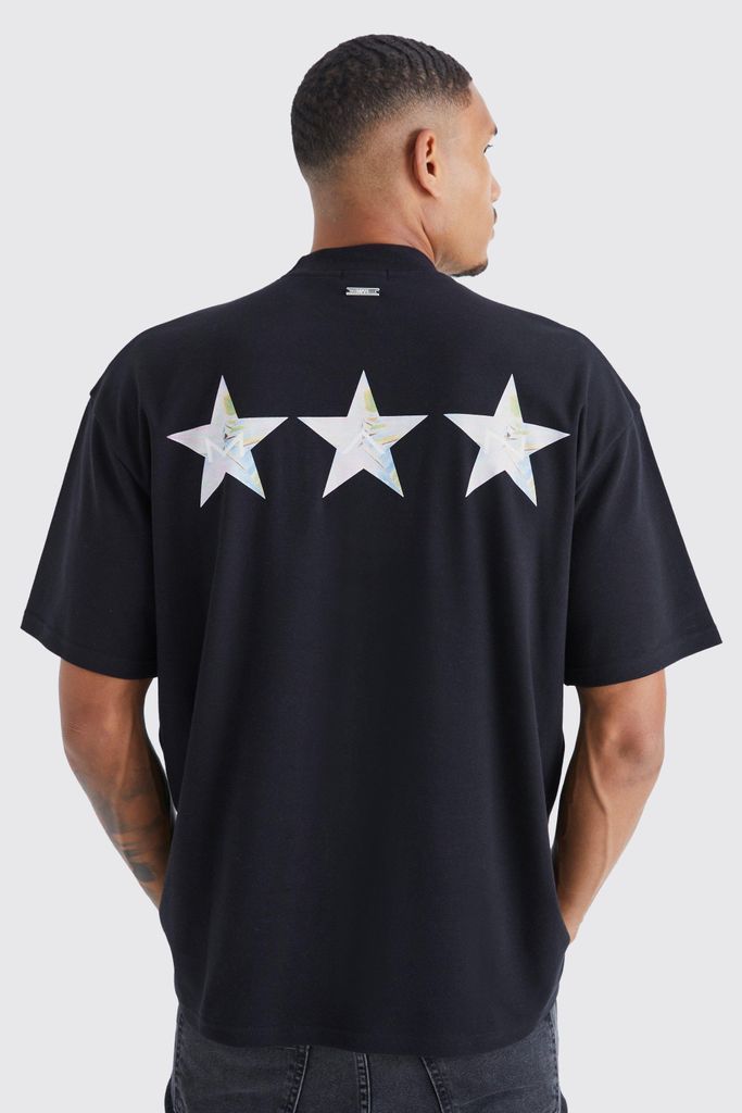 Men's Tall Oversized Interlock Star Graphic T-Shirt - Black - L, Black