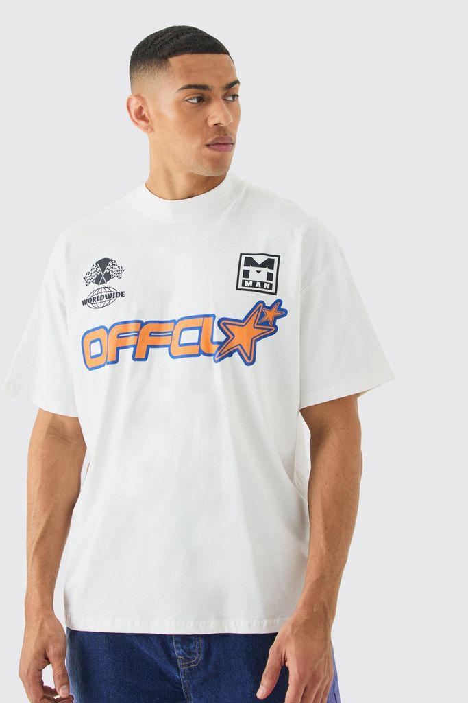 Men's Oversized Offcl Man Graphic T-Shirt - White - S, White