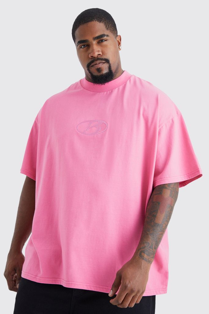 Men's Plus Oversized Heavyweight Extended Neck T-Shirt - Pink - Xxl, Pink