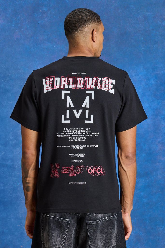 Men's Tall Worldwide Slogan Back Graphic T-Shirt - Black - M, Black