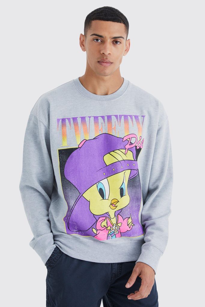 Men's Oversized Tweety License Sweatshirt - Grey - L, Grey