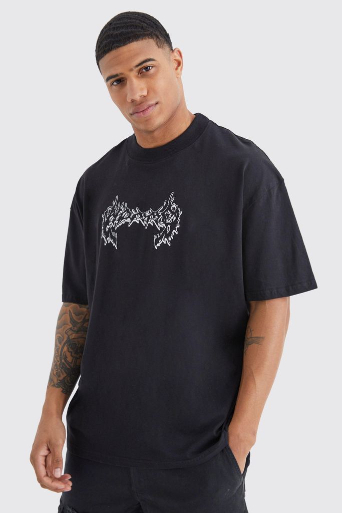 Men's Oversized Cross Graphic T-Shirt - Black - M, Black