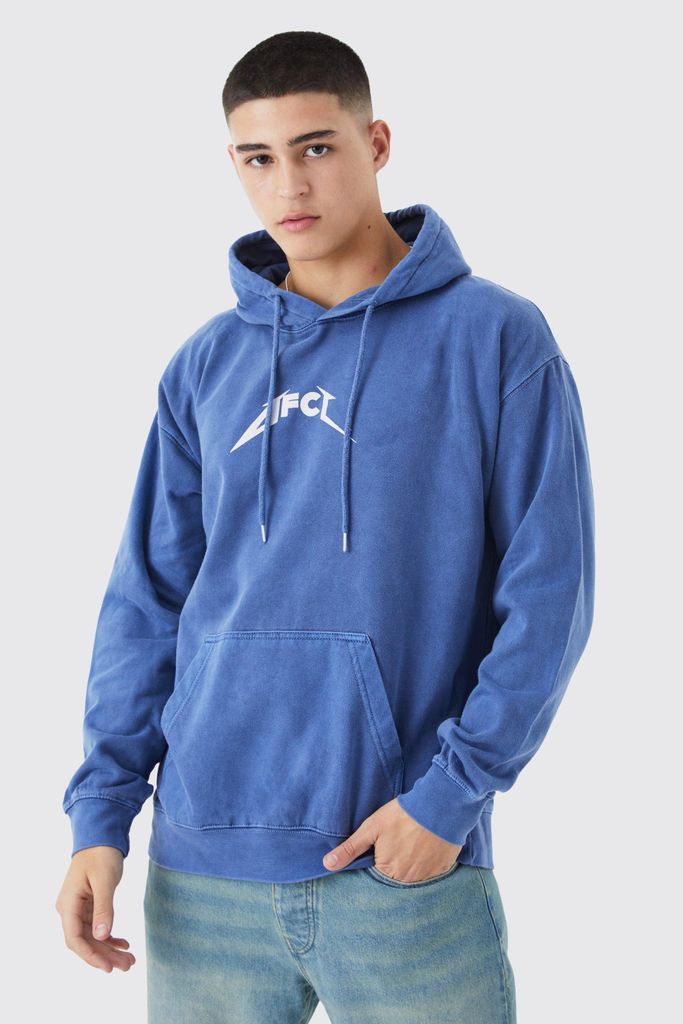 Men's Oversized Wash Ofcl Graphic Hoodie - Navy - L, Navy