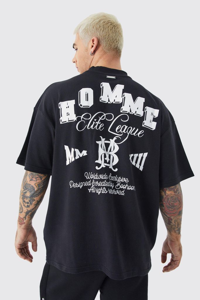 Men's Oversized Elite Graphic Interlock T-Shirt - Black - M, Black