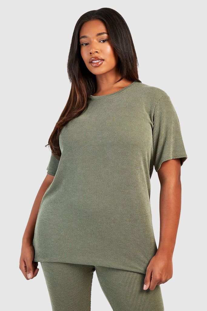 Womens Plus Washed Oversized T-Shirt - Green - 22, Green