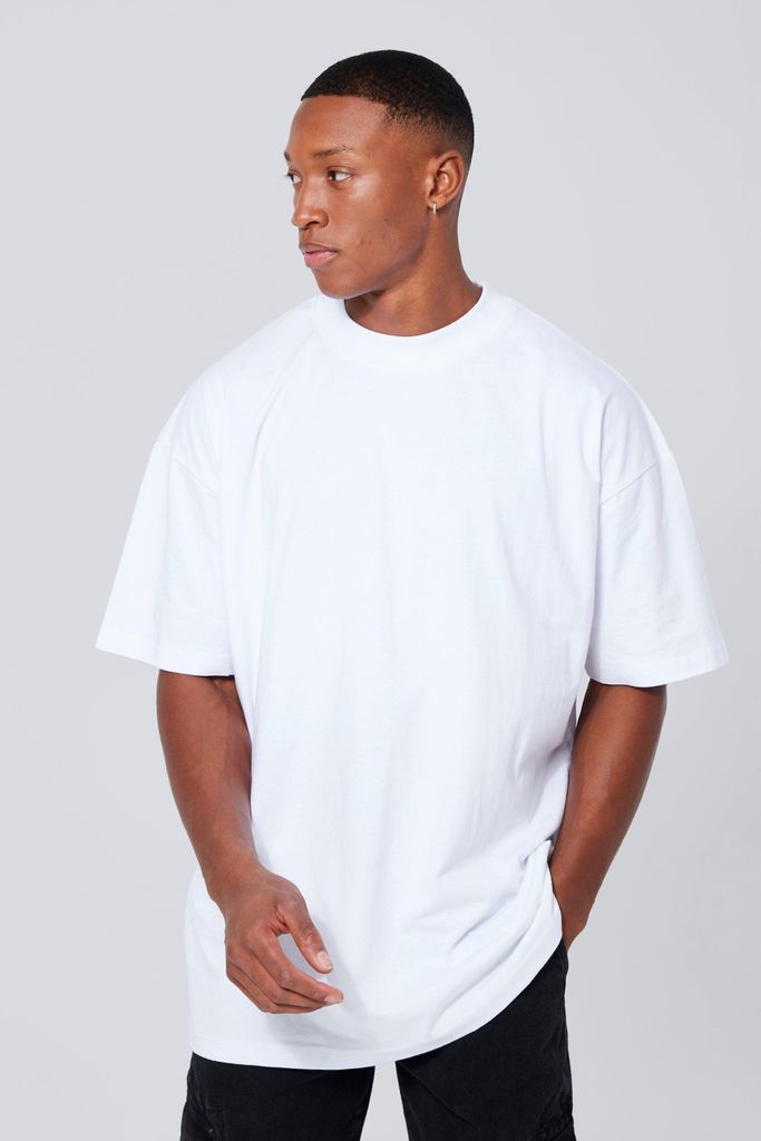 Men's Oversized Extended Neck T-Shirt - White - M, White