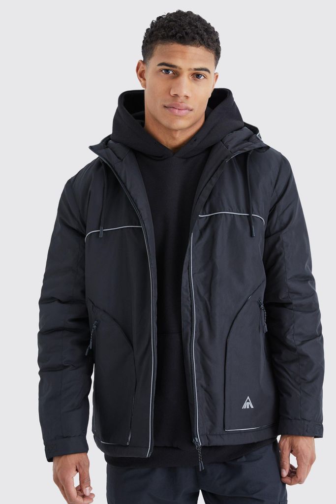 Men's Relaxed Riptstop Jacket With Reflective - Black - L, Black