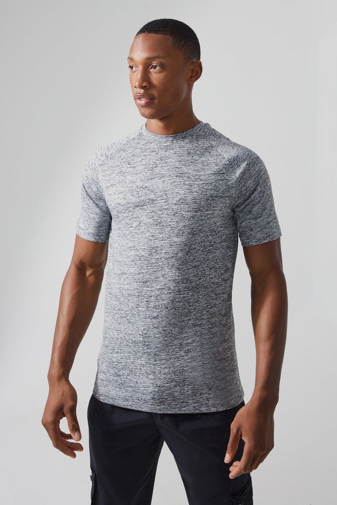Men's Man Active Muscle Fit Space Dye T-Shirt - Grey - L, Grey
