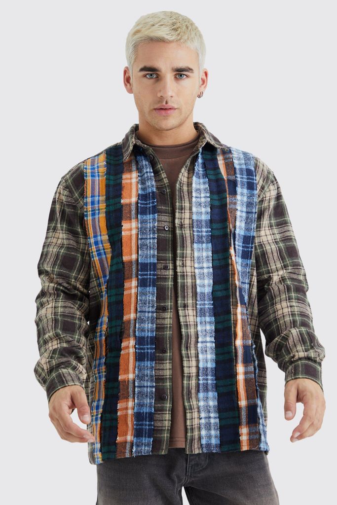 Men's Oversized Layered Multi Checked Shirt - L, Multi