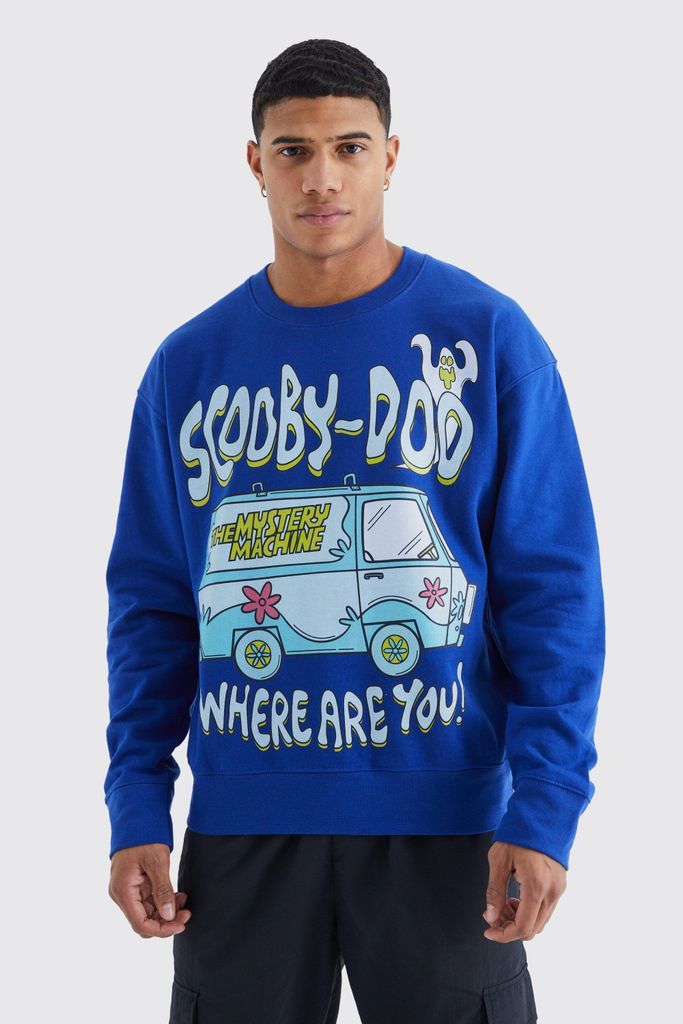Men's Oversized Scooby Doo Machine License Sweatshirt - Blue - M, Blue