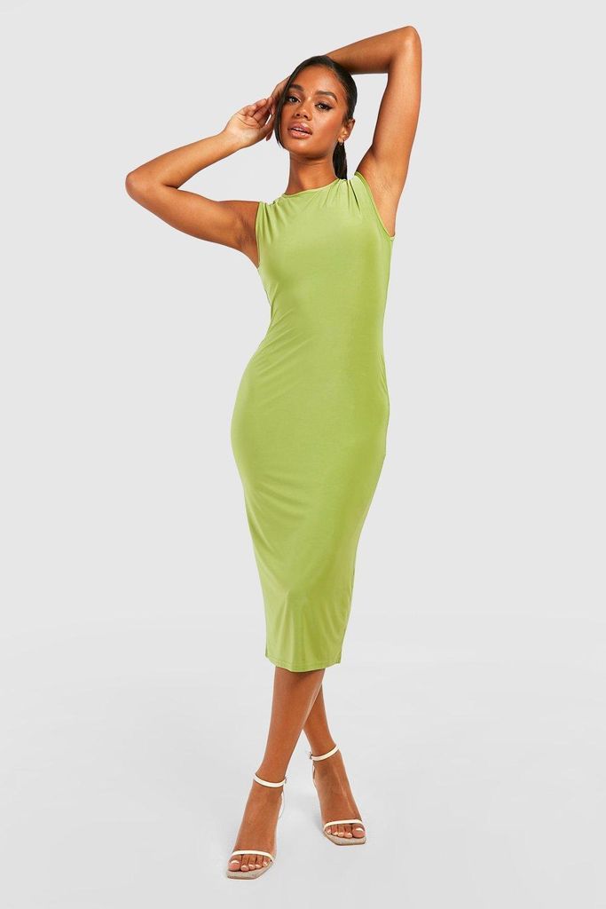 Womens Premium Slinky Sleeveless Midi Dress - Green - 12, Green