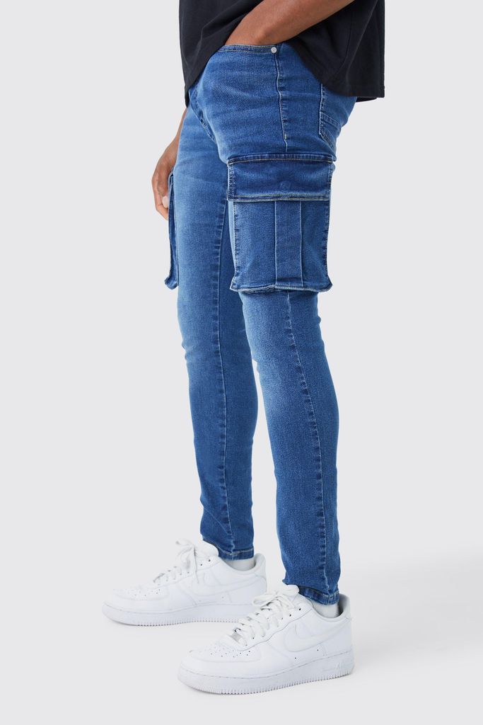 Men's Super Skinny Cargo Jeans - Blue - 32R, Blue