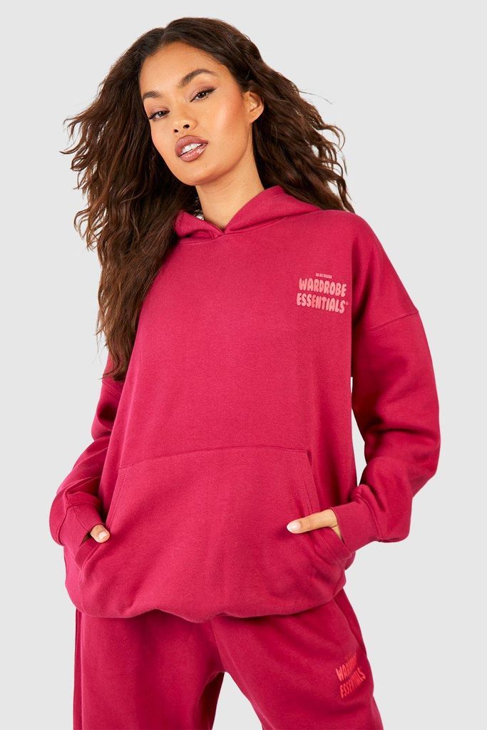 Womens Warddressing Gown Essentials Slogan Oversized Hoodie - Red - L, Red
