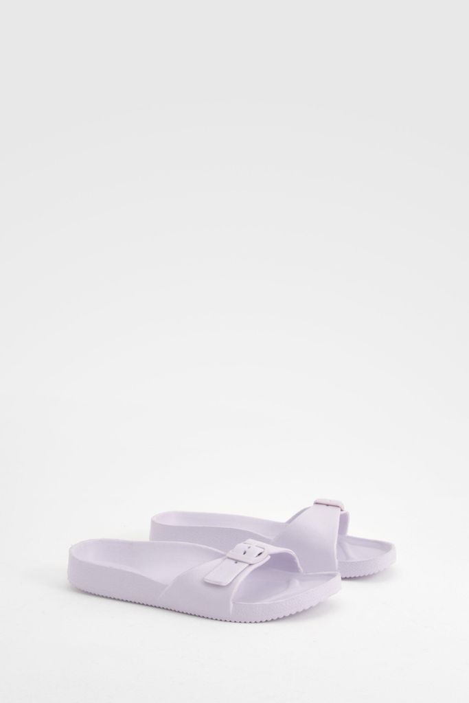 Womens Single Strap Chunky Sliders - Purple - 3, Purple