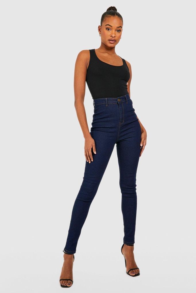 Womens Tall Basic High Waisted Skinny Jeans - Blue - 14, Blue