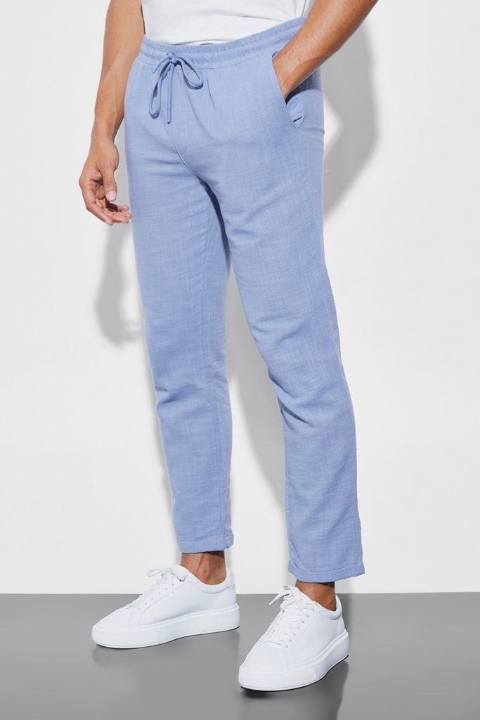 Men's Elasticated Slim Crop Tailored Trouser - Blue - Xl, Blue