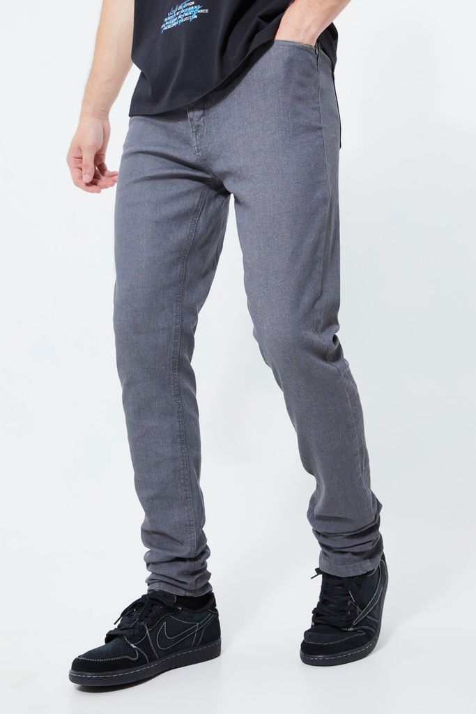Men's Tall Skinny Stacked Zip Gusset Coated Jean - Grey - 32, Grey