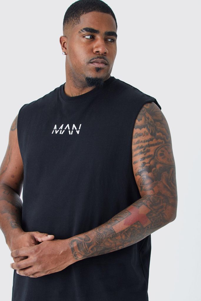 Men's Plus Man Dash Vest Top - Black - Xxl, Black