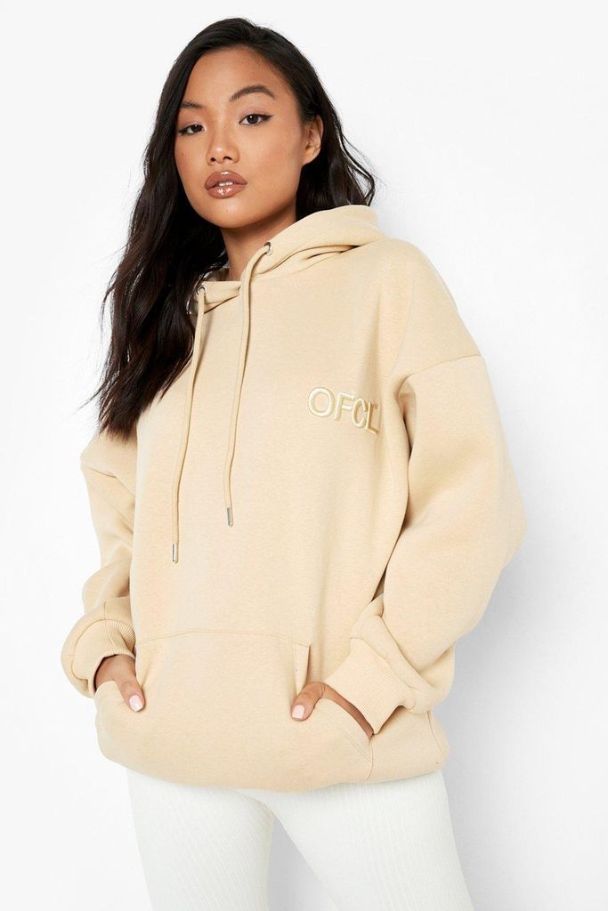 Womens Petite Ofcl Embroidered Hoodie - Beige - M, Beige