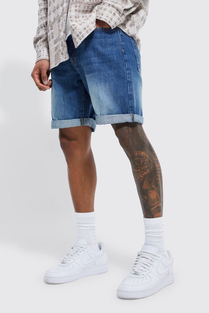 Men's Slim Rigid Denim Shorts - Blue - 32, Blue