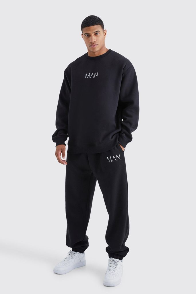 Men's Original Man Oversized Sweatshirt Tracksuit - Black - M, Black