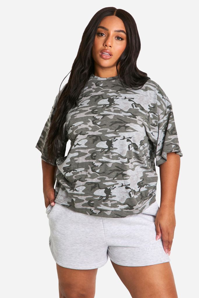 Womens Plus Camo Oversized T-Shirt - Multi - 16, Multi