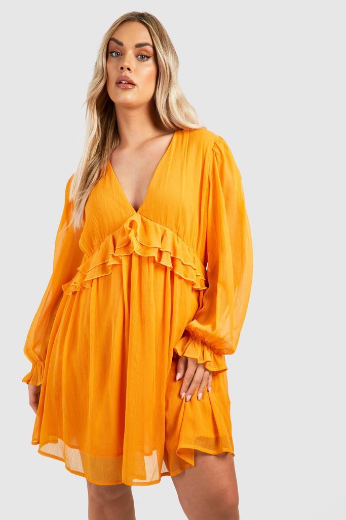 Womens The Plus Smock Mini Dress - Orange - 26, Orange