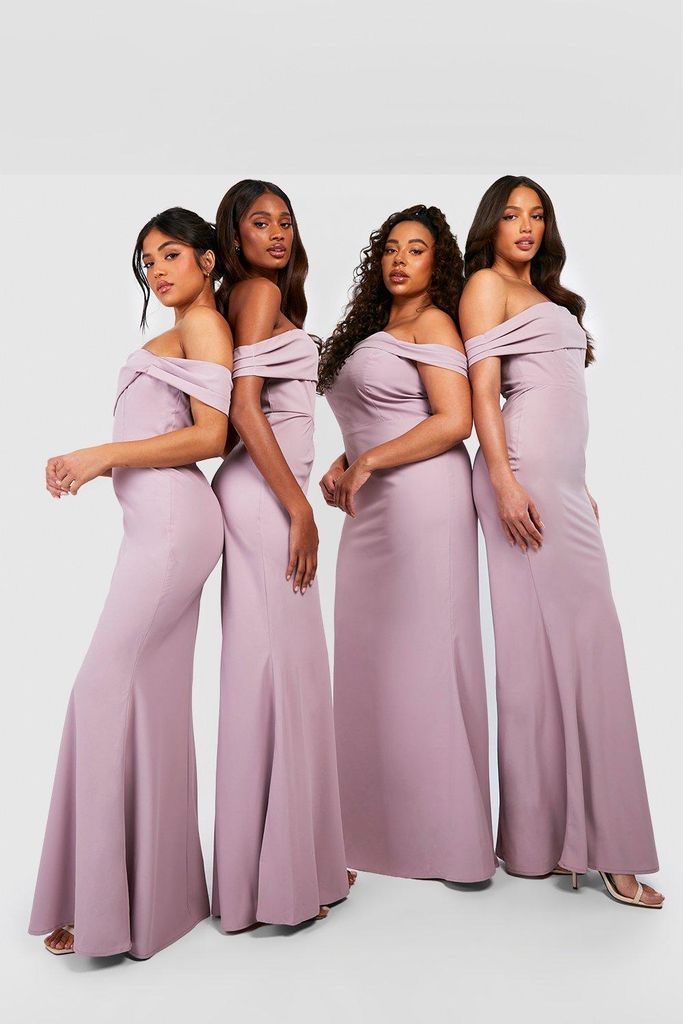 Womens Petite Bridesmaid Off The Shoulder Maxi Dress - Purple - 16, Purple