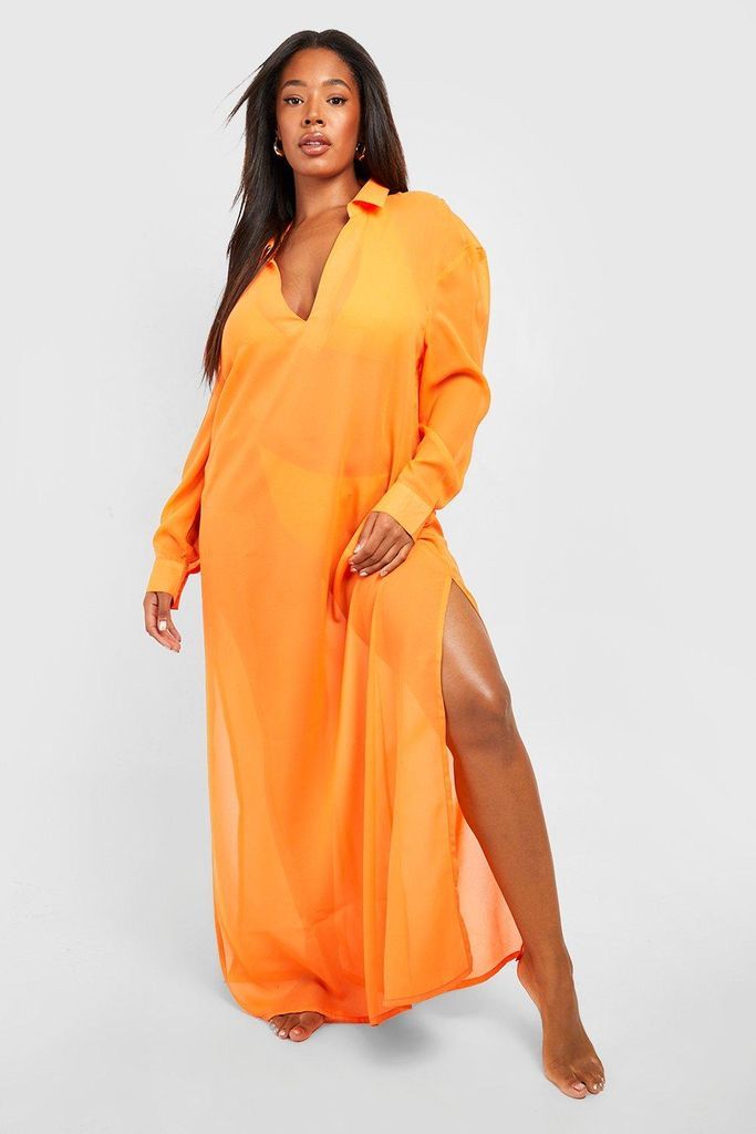 Womens Plus Essentials Beach Maxi Tunic - Orange - 16, Orange