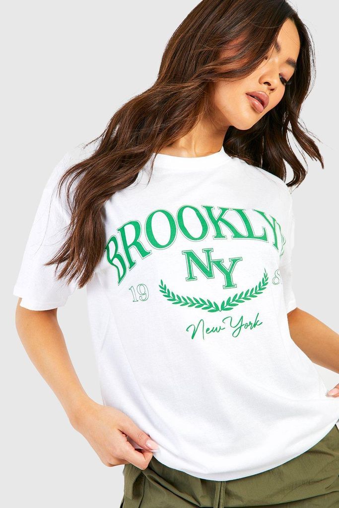 Womens Brooklyn Printed Oversized T-Shirt - White - Xl, White