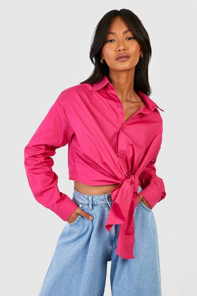 Womens Tie Detail Shirt - Pink - 6, Pink