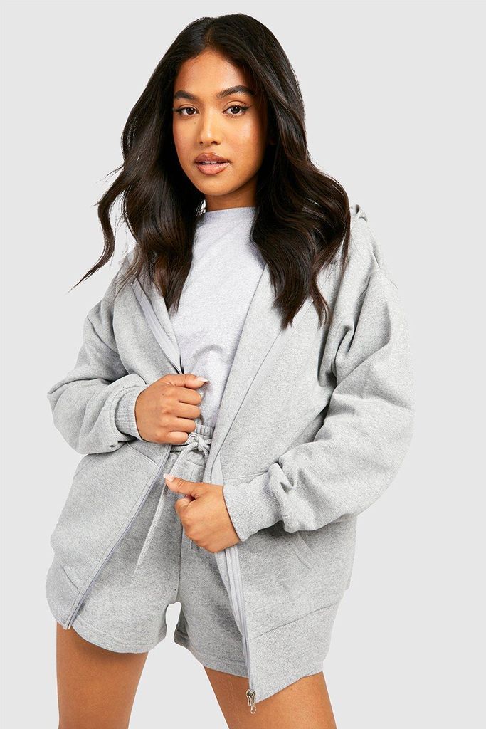 Womens Petite Zip Through Hoodie And Short Tracksuit - Grey - S, Grey