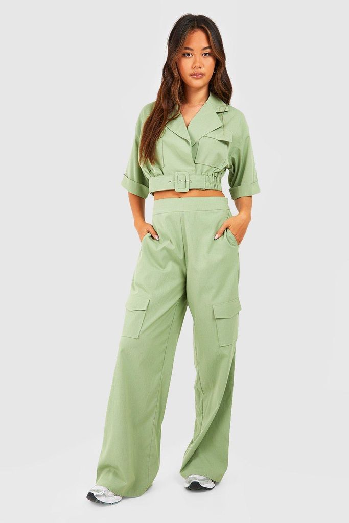 Womens Cargo Pocket Relaxed Fit Trousers - Green - 8, Green