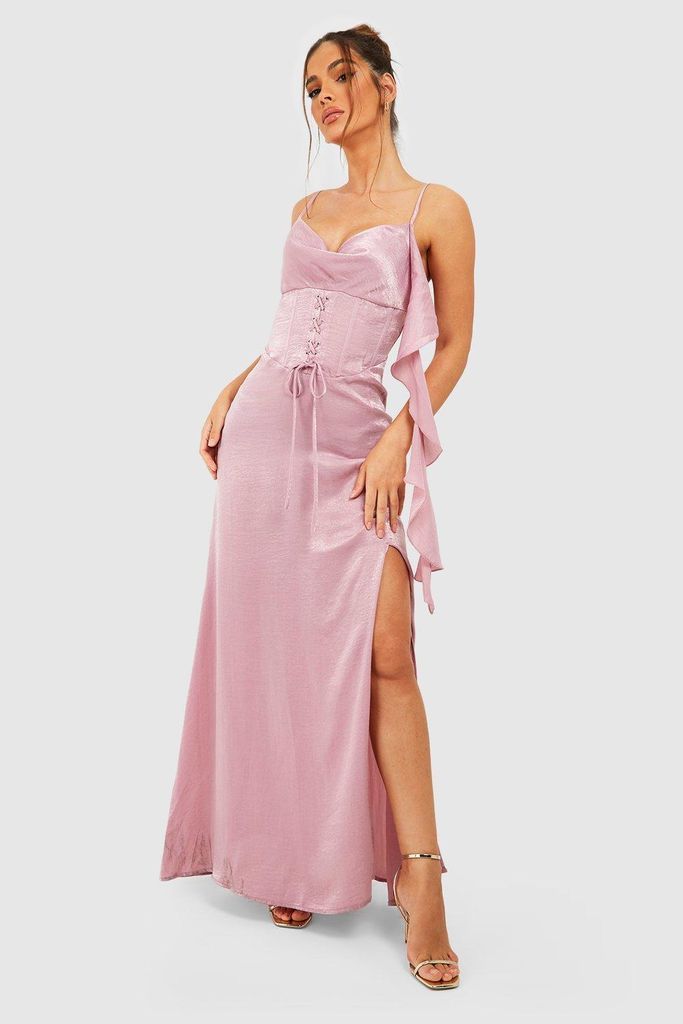 Womens Satin Corset Maxi Dress - Purple - 8, Purple