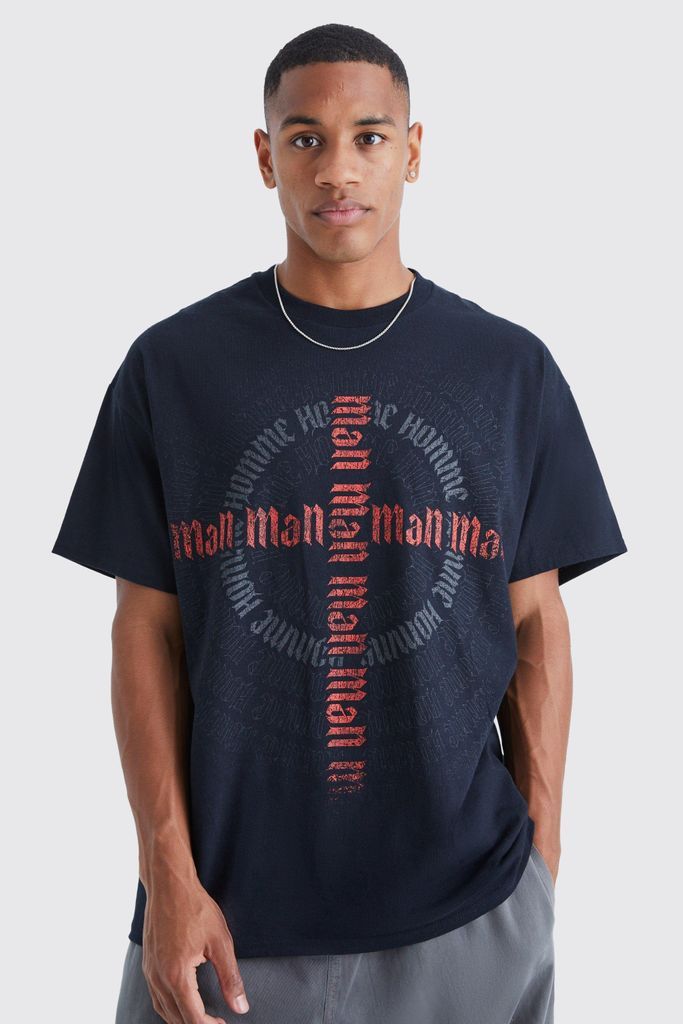 Men's Gothic Man Graphic T-Shirt - Black - L, Black