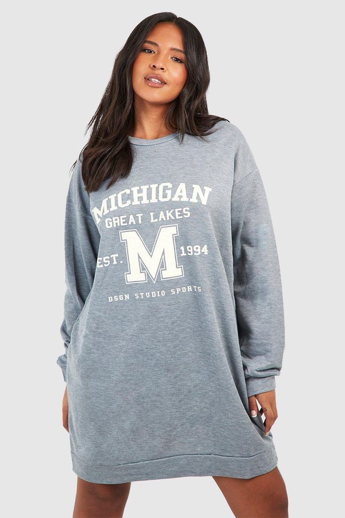 Womens Plus Michigan Sweat Dress - Grey - 16, Grey