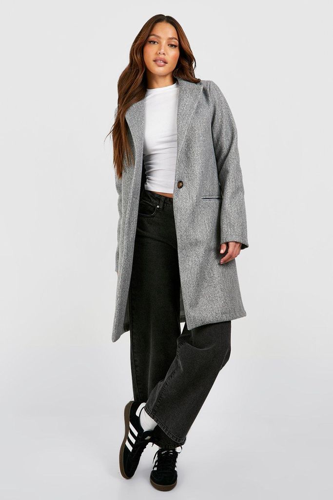Womens Tall Tailored Wool Look Coat - Grey - 8, Grey